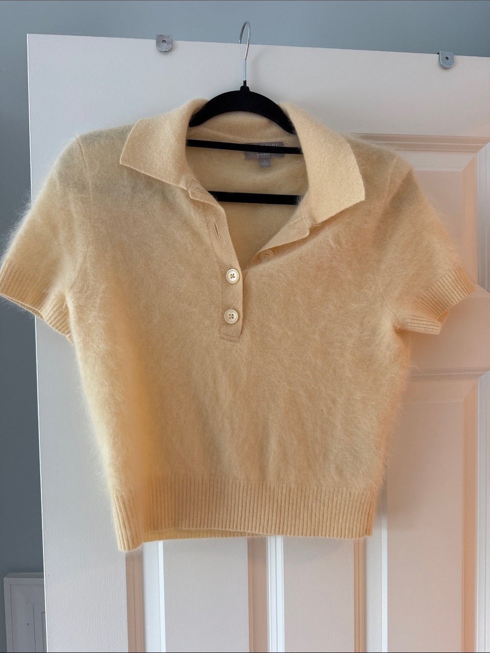 J. Crew Pale Yellow Cashmere Polo Top